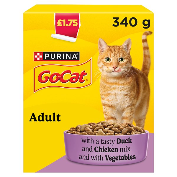 Purina GO-CAT Chicken and Duck Dry Cat Food 340g