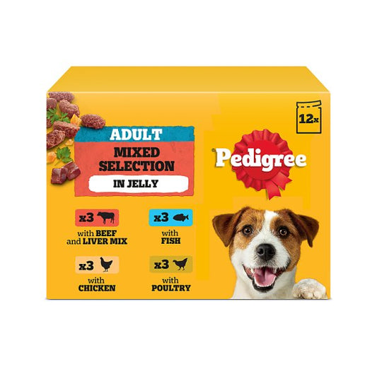 PEDIGREE Adult Wet Dog Food Mixed Selection in Jelly 12 x 100g Pouch