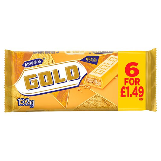 McVitie's Gold Caramel Biscuit Bars 106g — Pack of 12