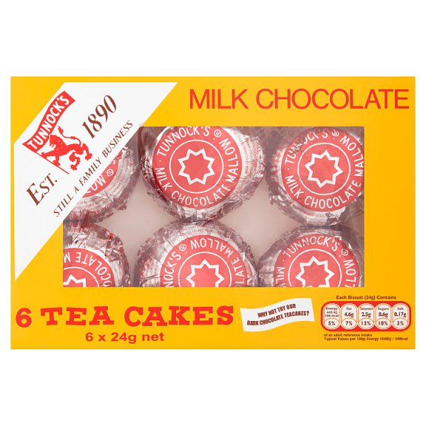 Tunnock's Milk Chocolate Tea Cakes 6 x 24g — Pack of 12