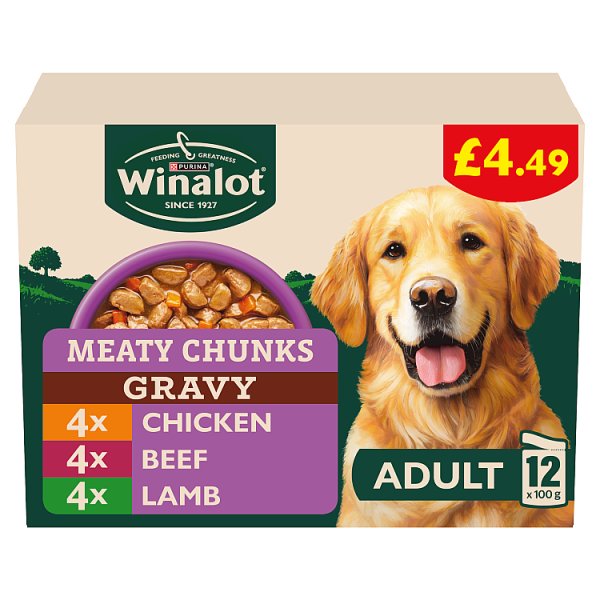 WINALOT Meaty Chunks Mixed in Gravy Wet Dog Food 12 x 100g