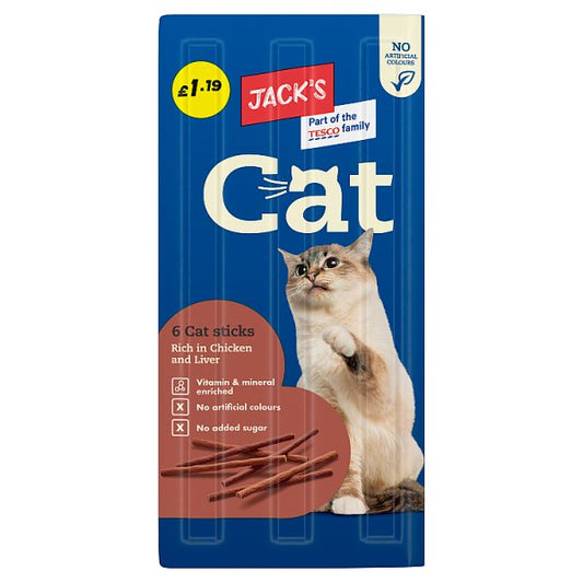 Jack's 6 Cat Sticks Rich in Chicken and Liver 30g