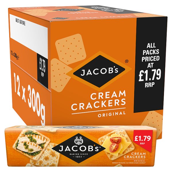 Jacob's Cream Crackers 300g — Pack of 12