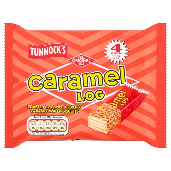 Tunnock's Caramel Log Wafers 4 x 32g — Pack of 18